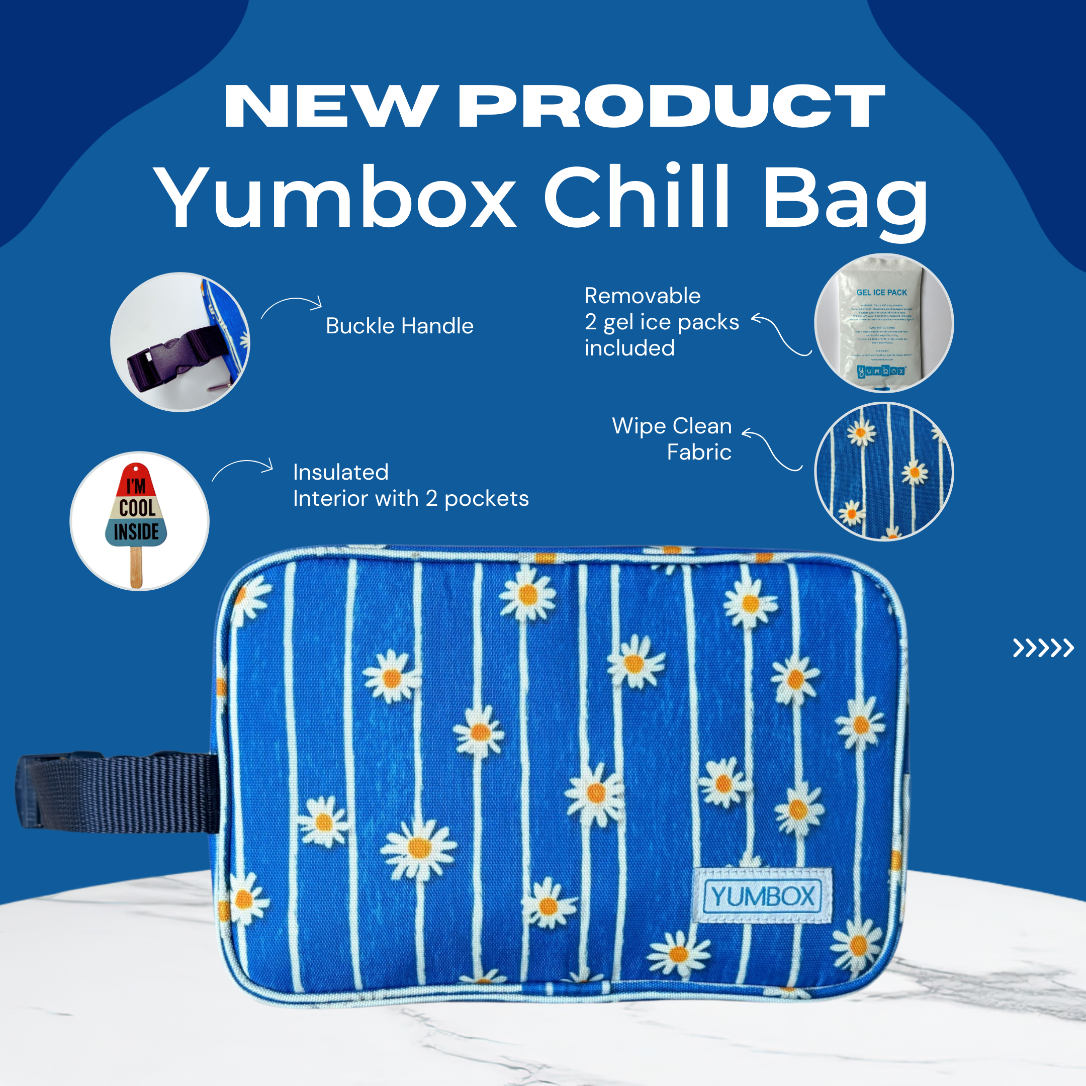 Yumbox Chill termo taška na svačinu Daisy Stripes Blue + vložky