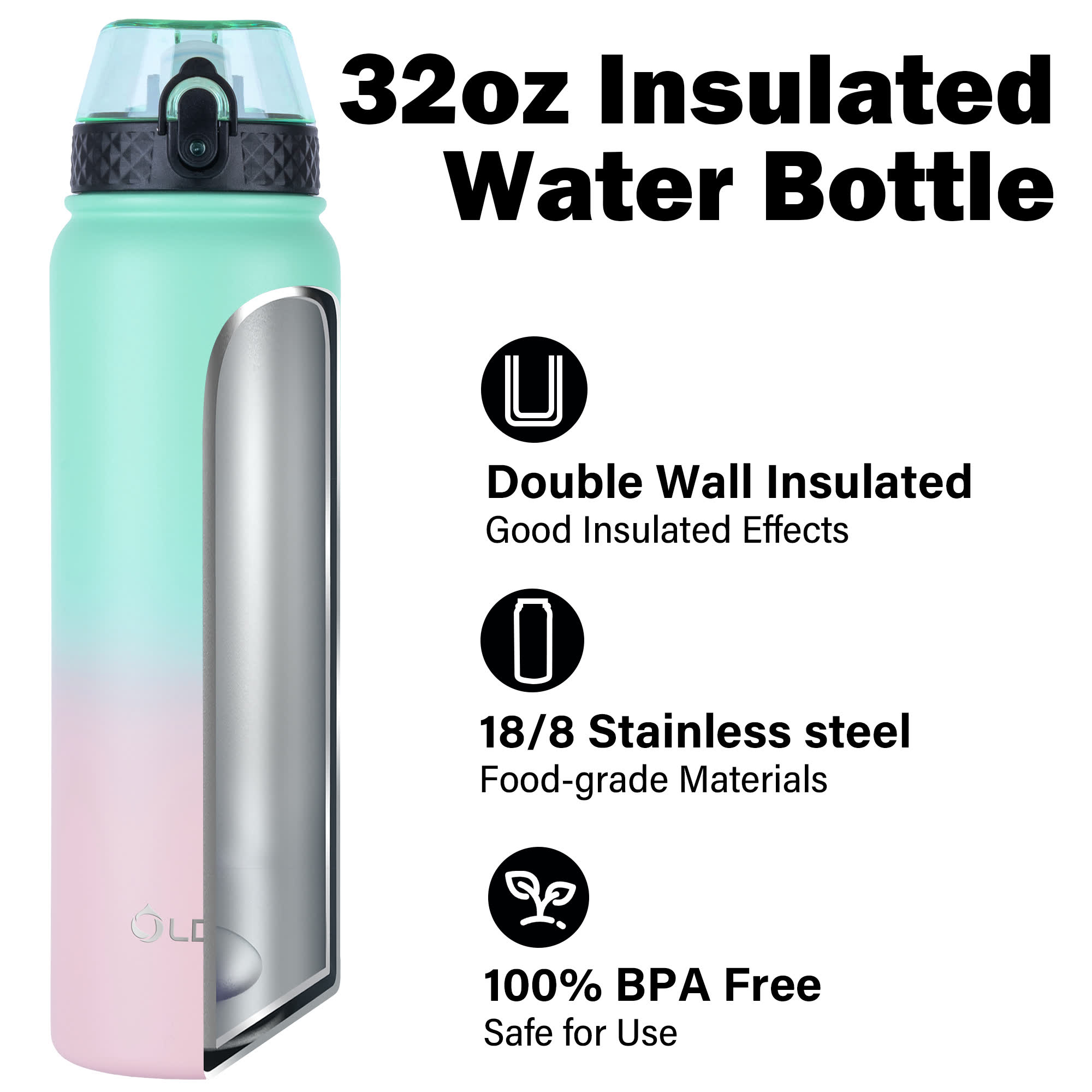 OLDLEY 32oz termoláhev Mint Green Pink 950ml nerez