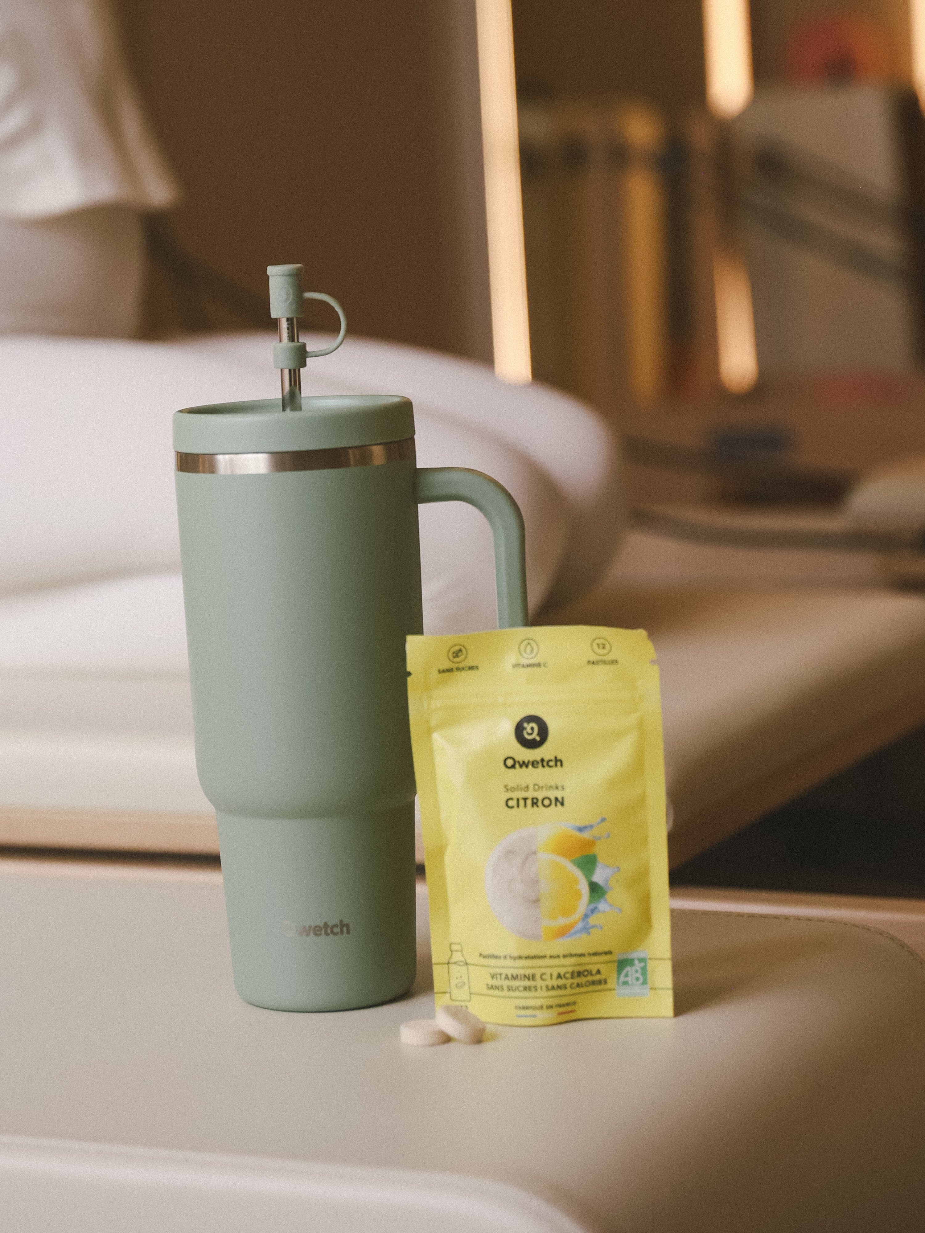 Qwetch Solid Drinks Travel Cup kelímek citron tilleul