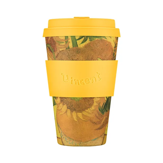 Ecoffee Cup Sunflowers cestovní kelímek s víčkem lehký PLA