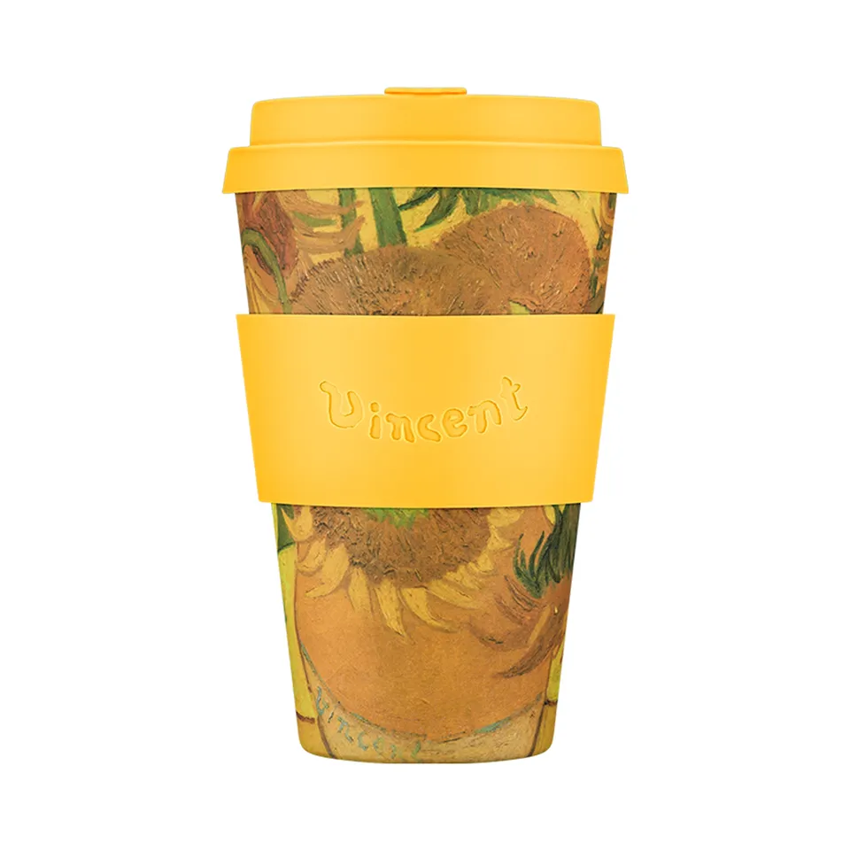 Ecoffee Cup Sunflowers cestovní kelímek s víčkem lehký PLA