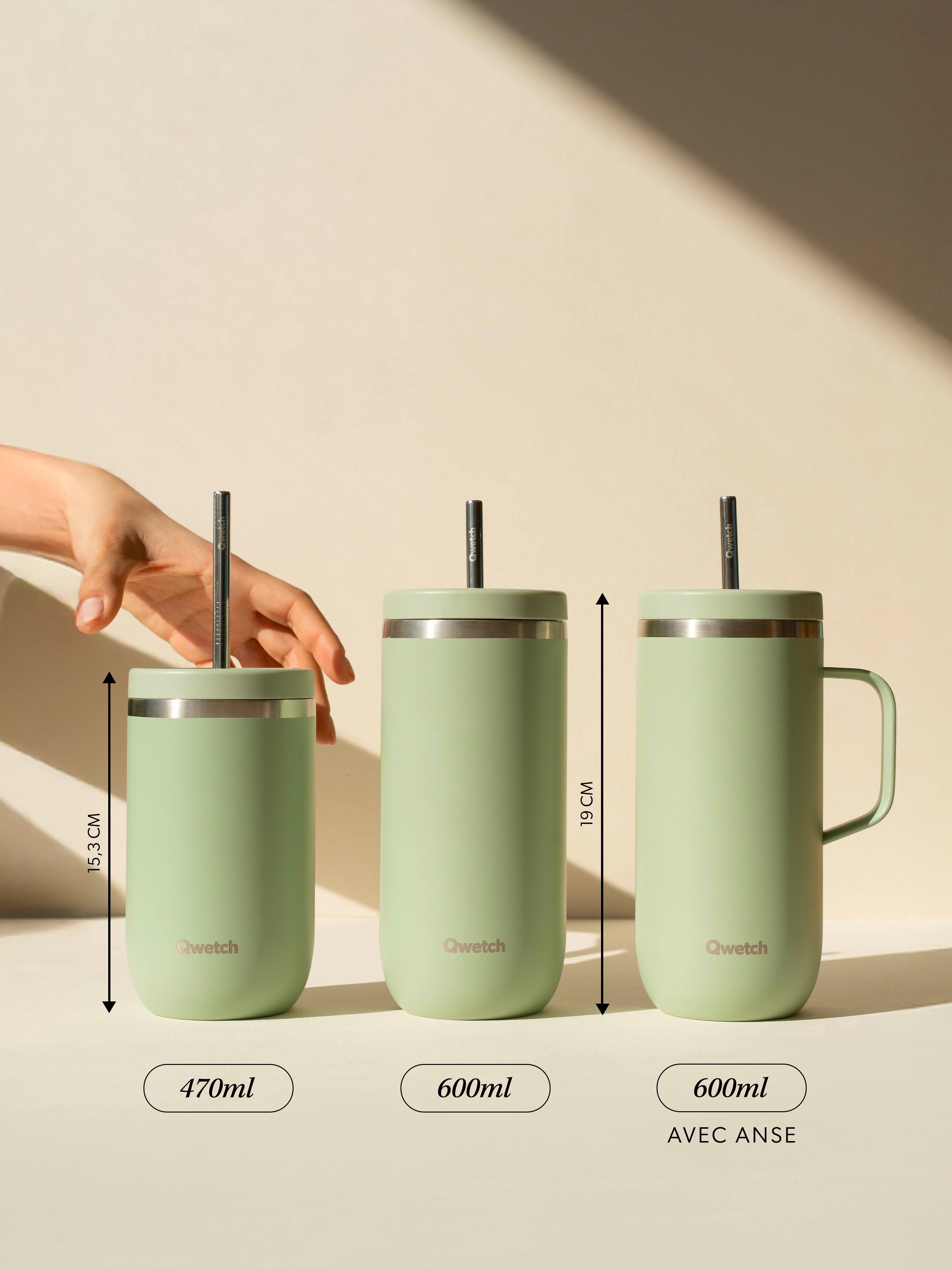 Qwetch Cold Cup termohrnek 470 ml arty vzor s brčkem