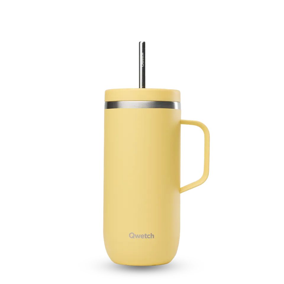 Qwetch Cold Cup termohrnek 600 ml pastel citron s brčkem