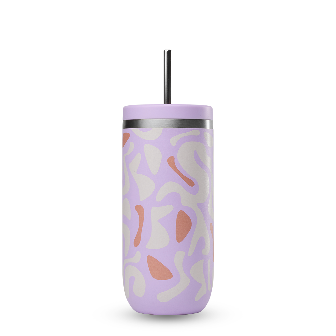 Qwetch Cold Cup Waves termohrnek 600 ml levandulový s brčkem