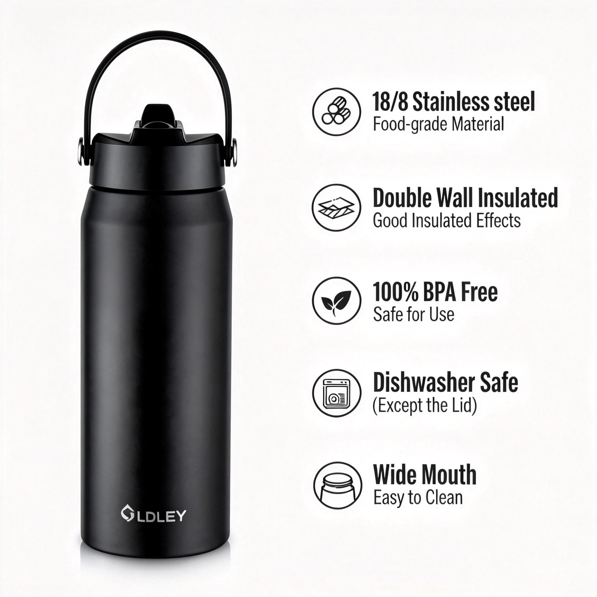 OLDLEY Thermos 550ml cestovní láhev černá nerez