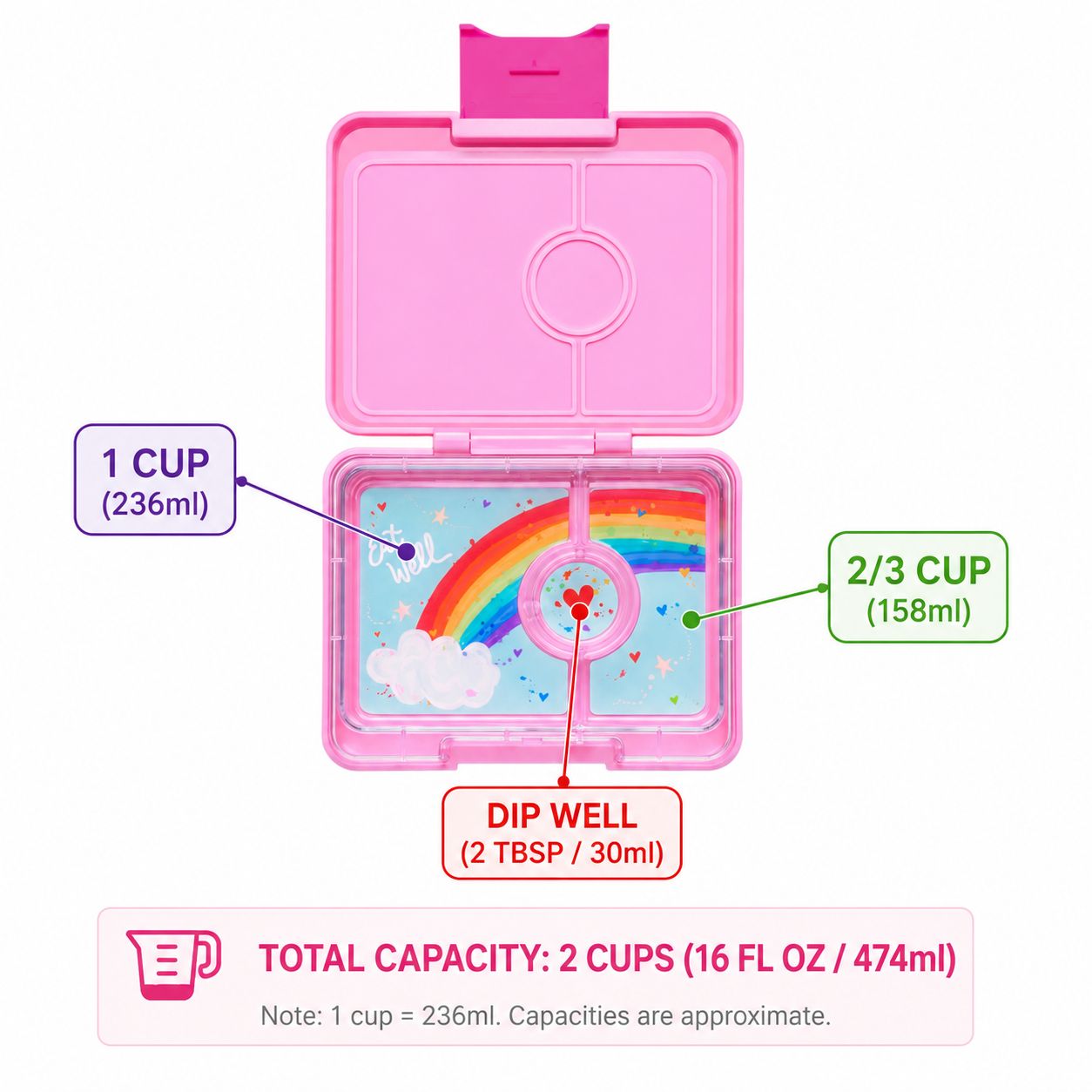 Yumbox Snack svačinový box Power Pink Rainbow 3 přihrádky
