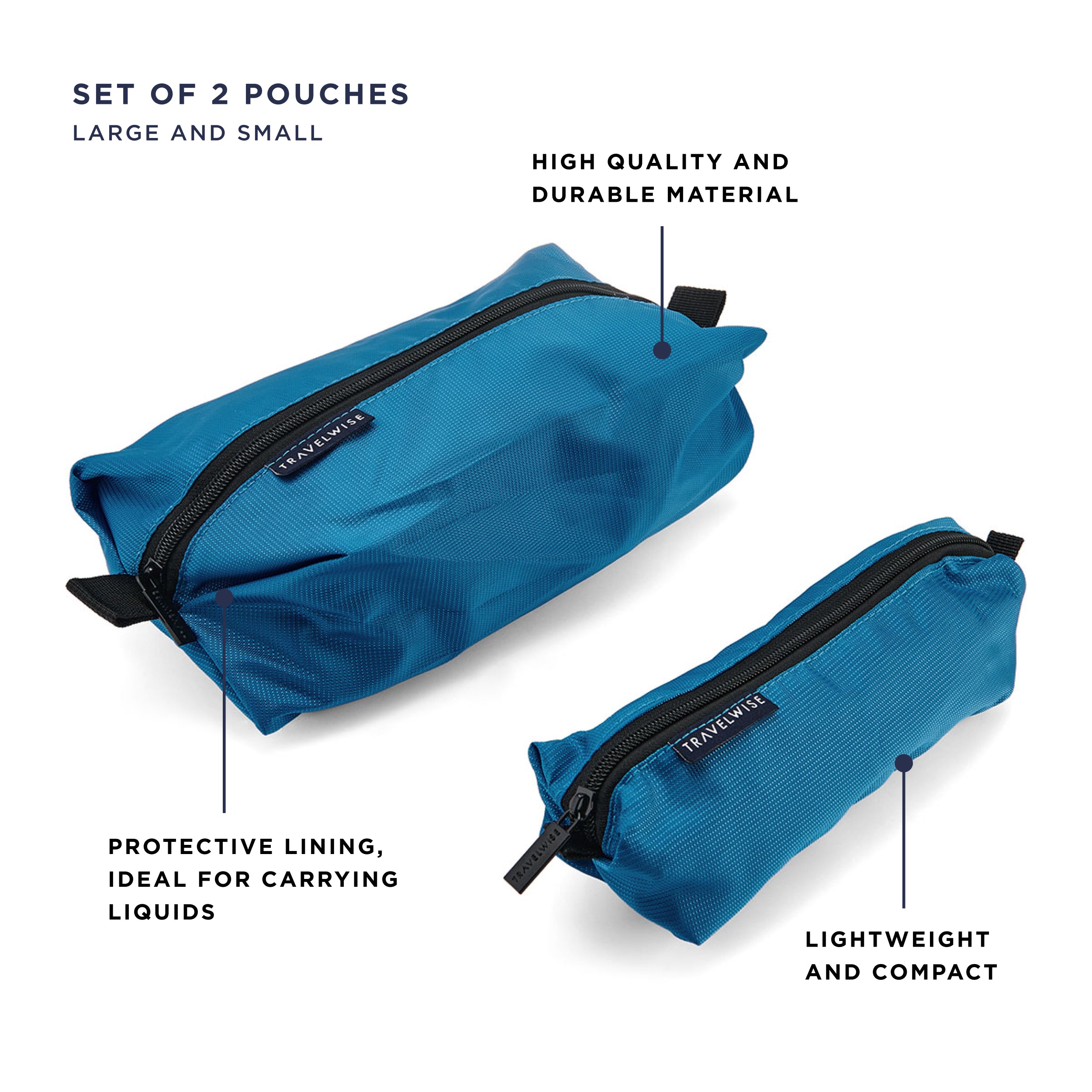 BUILT New York TravelWise 2-Piece Wrap Around Zip Toiletry Bag Set tašky Blue
