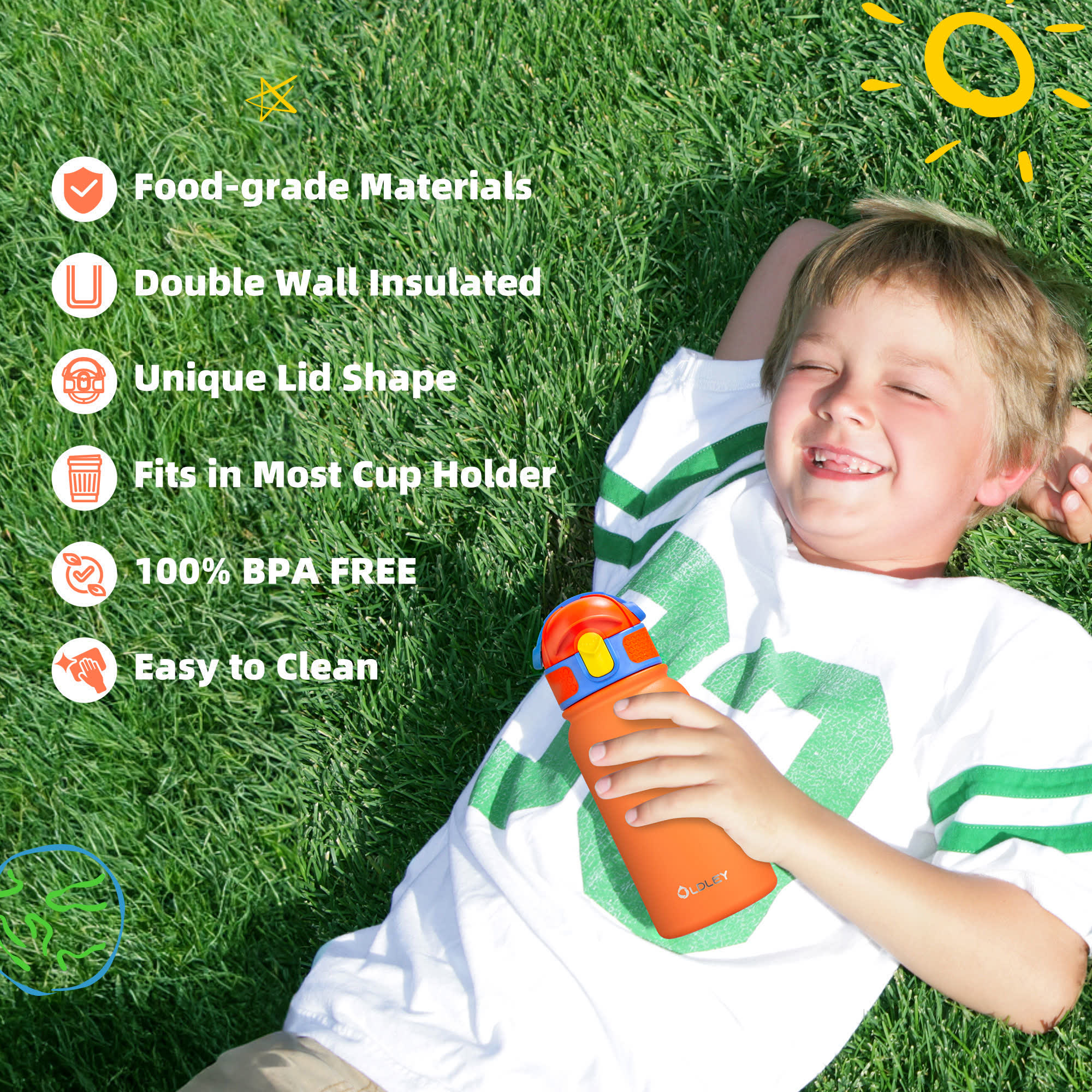 OLDLEY Kids termoska 12oz oranžová matná basketbal