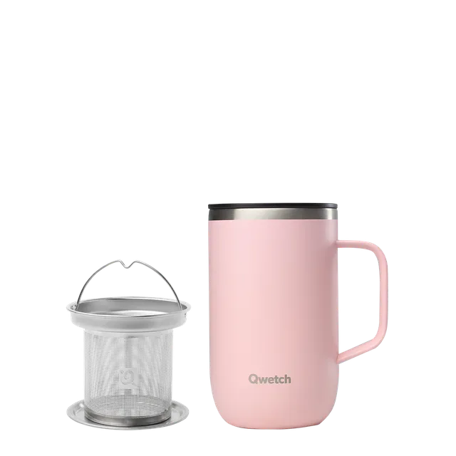 Qwetch Tisanière termohrnek 470 ml růžový nerez