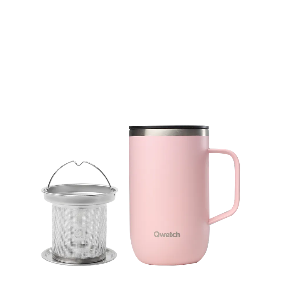 Qwetch Tisanière termohrnek 470 ml růžový nerez