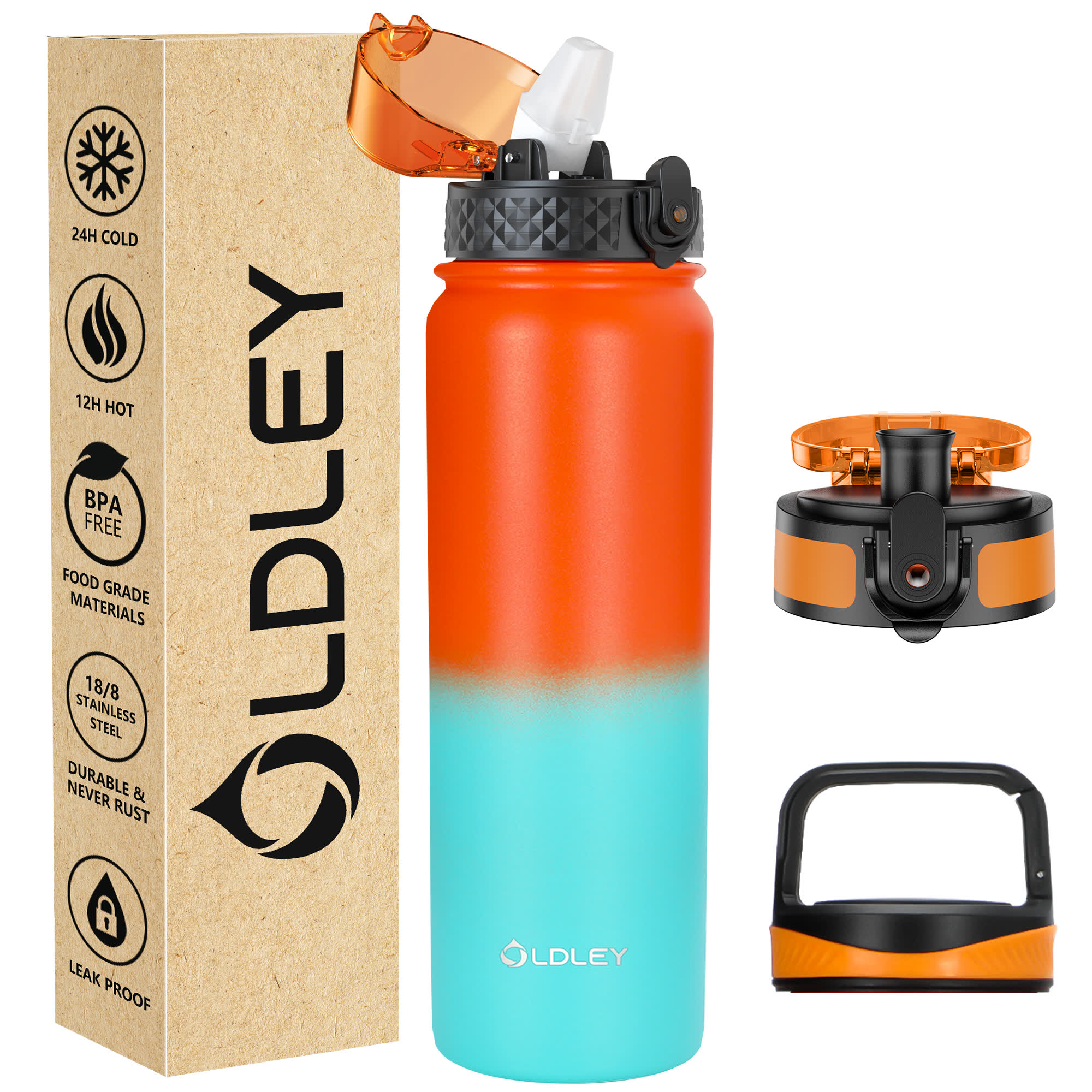 OLDLEY Outdoor 32oz velká láhev oranžová 3 víčka