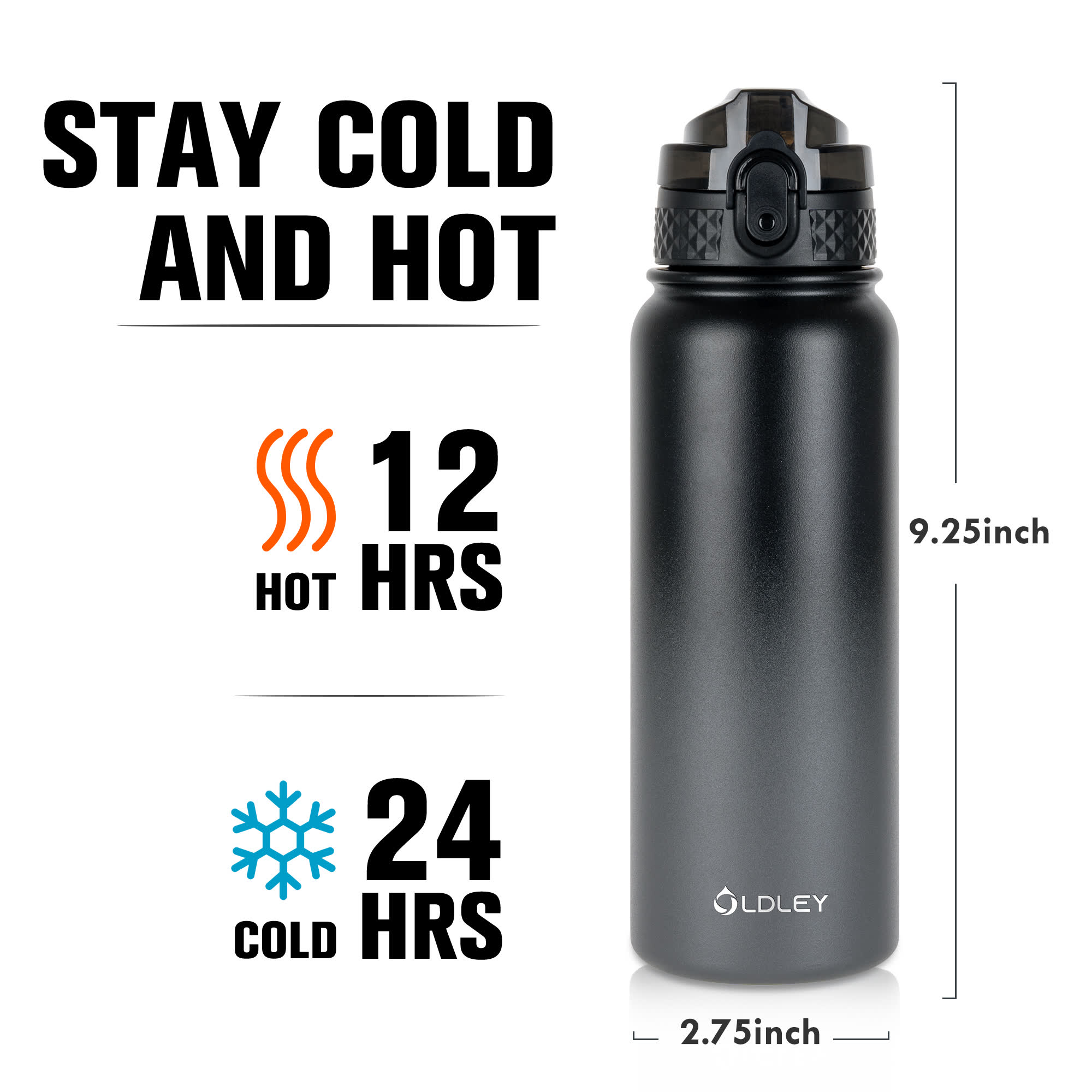 Oldley Triple Lid 20oz termoska černo-šedá nerez