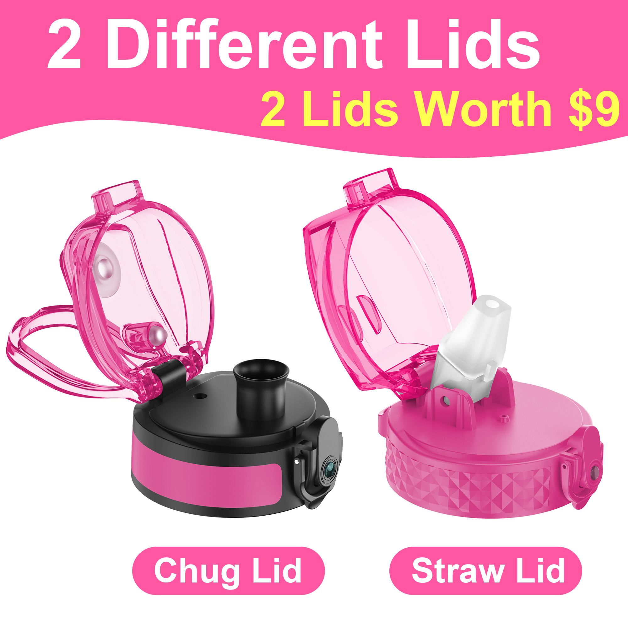 Oldley Dual Lid dětská láhev 450 ml růžovo-zelená se slámkou