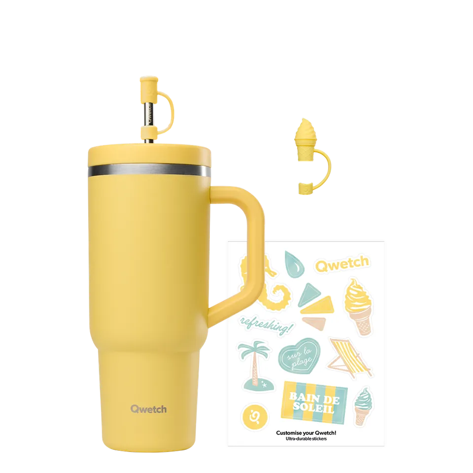 Qwetch Travel Cup Citron termohrnek 900 ml sada s brčkem