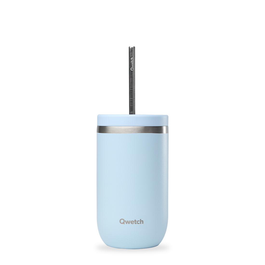 Qwetch Cold Cup Pastel Bleu termohrnek 470 ml s brčkem