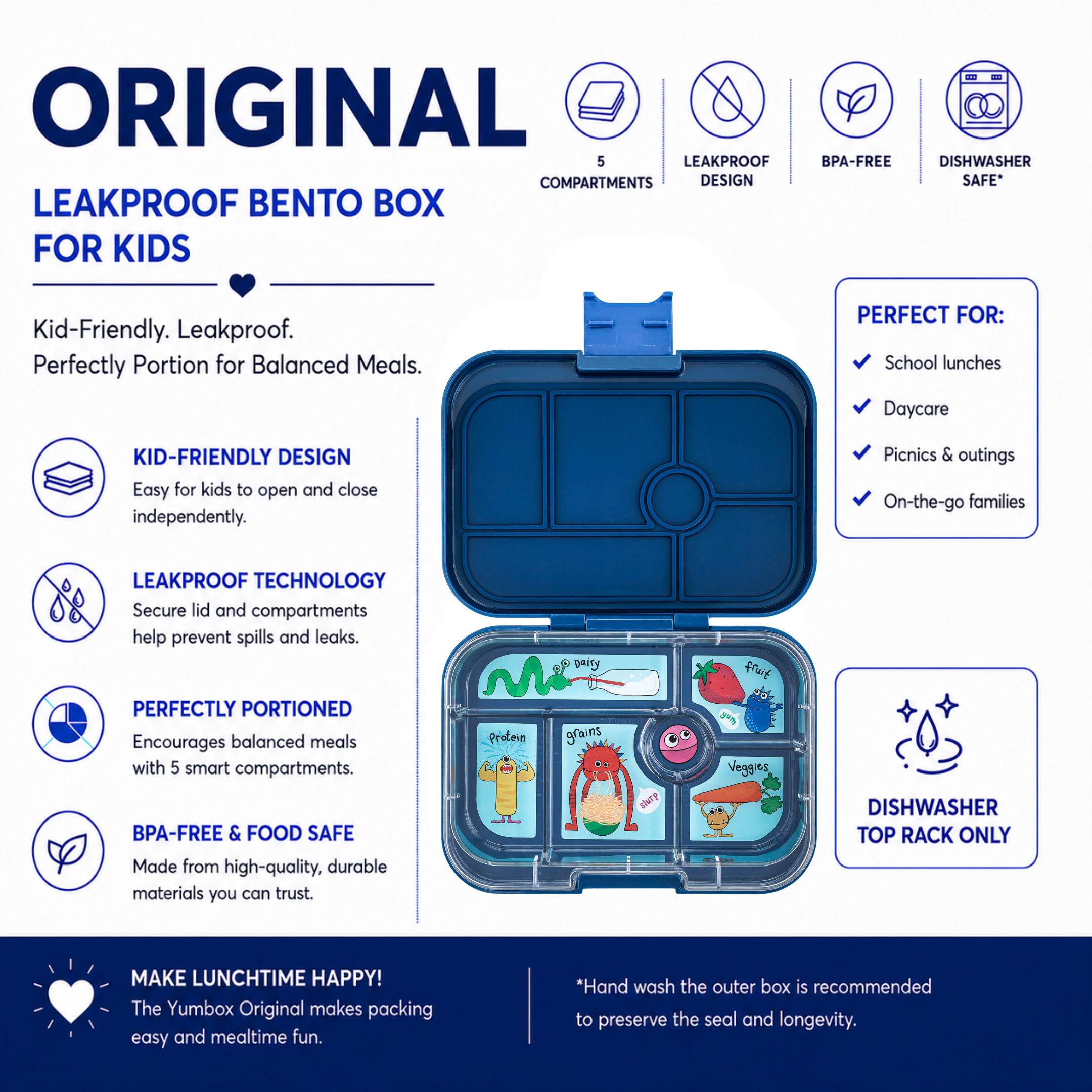 Yumbox Original svačinový box Ninja Blue 6komorový