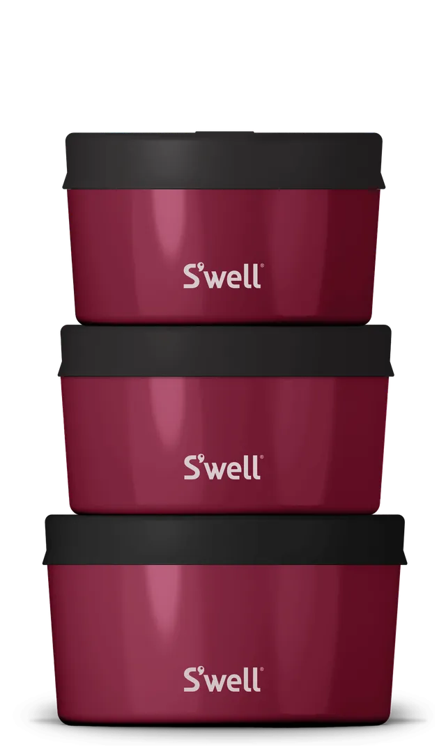 S'well Wild Cherry nerezové dózy sada 10/16/24oz