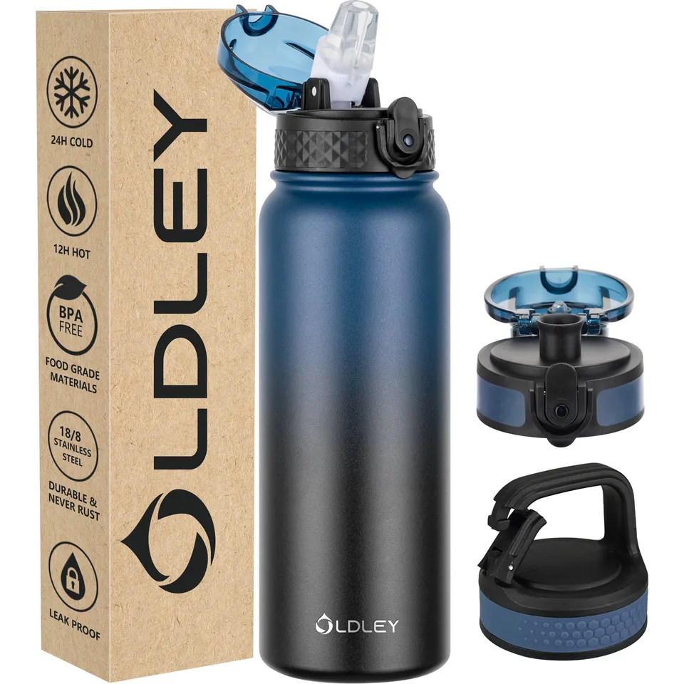 OLDLEY Triple Lid termoska 20oz modro-černá nerez