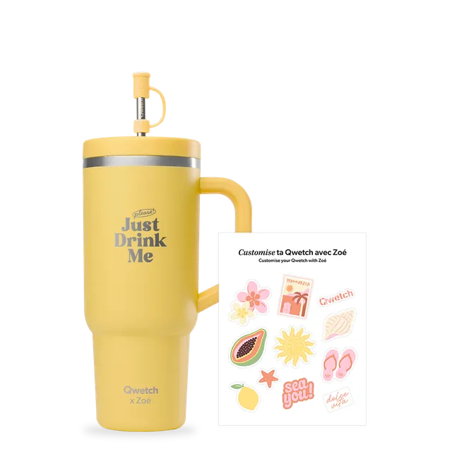Qwetch Travel Cup Juste Zoé Citron kelímek se samolepkami