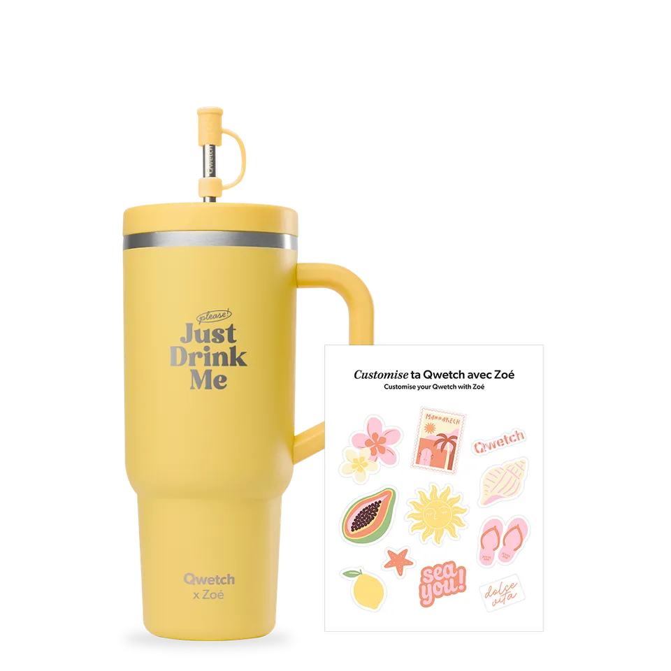 Qwetch Travel Cup Juste Zoé Citron kelímek se samolepkami