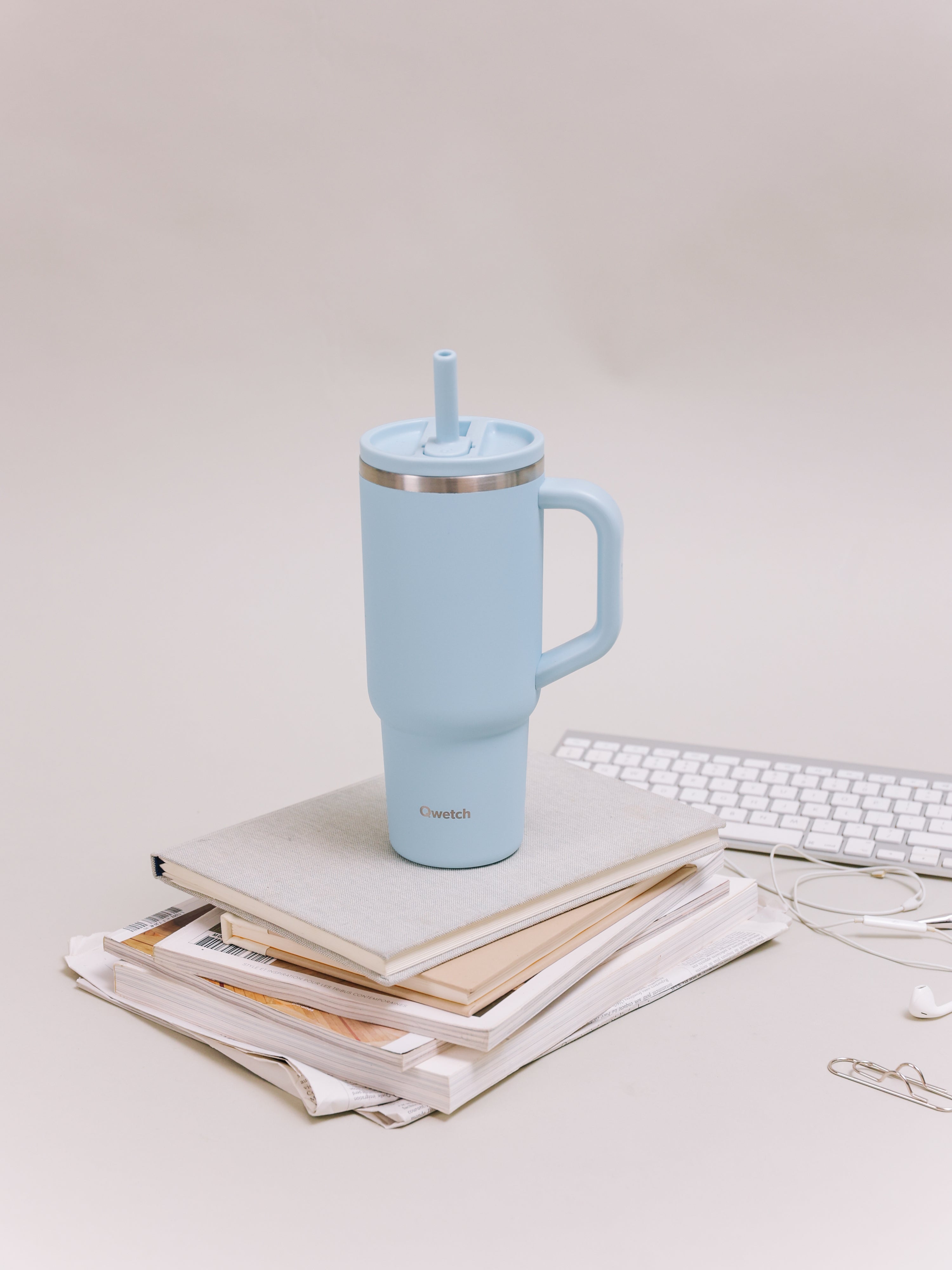 Qwetch Travel Cup těsné víčko 900 ml světle modré