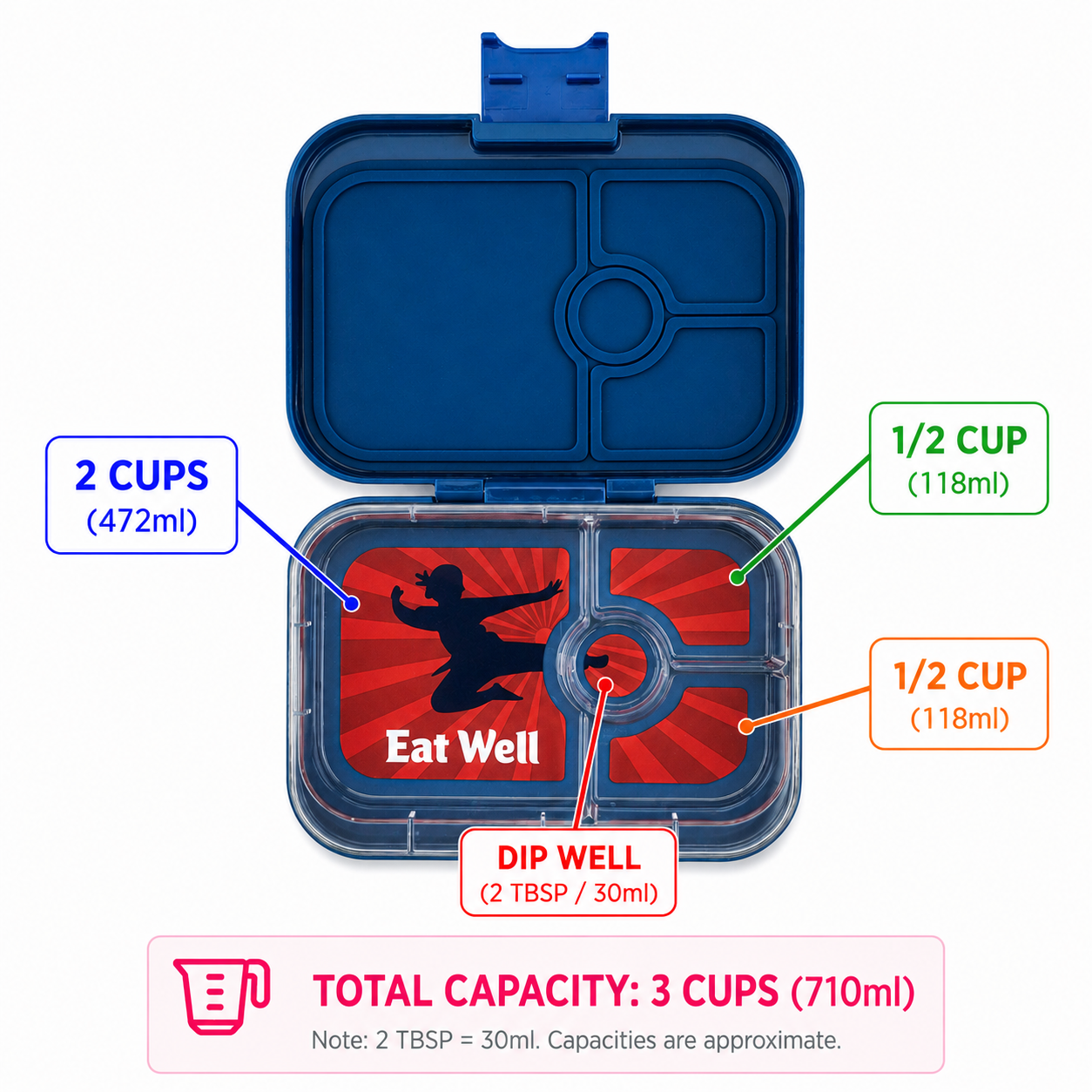 Yumbox Panino box na svačinu Ninja Blue se 4 přihrádkami