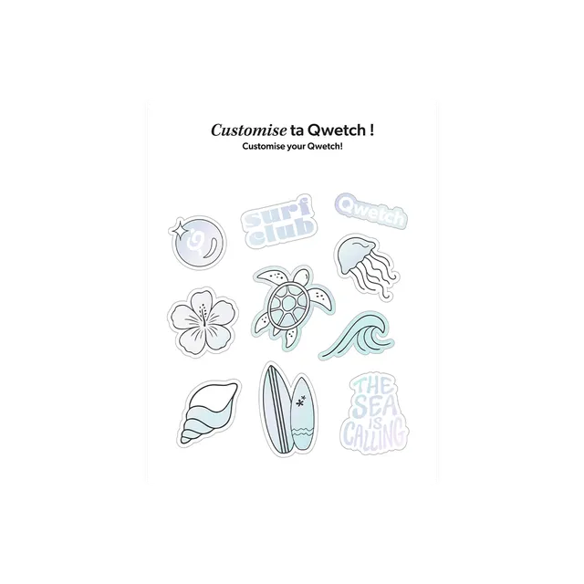 Qwetch samolepky Coquillages Pastel Bleu na láhev