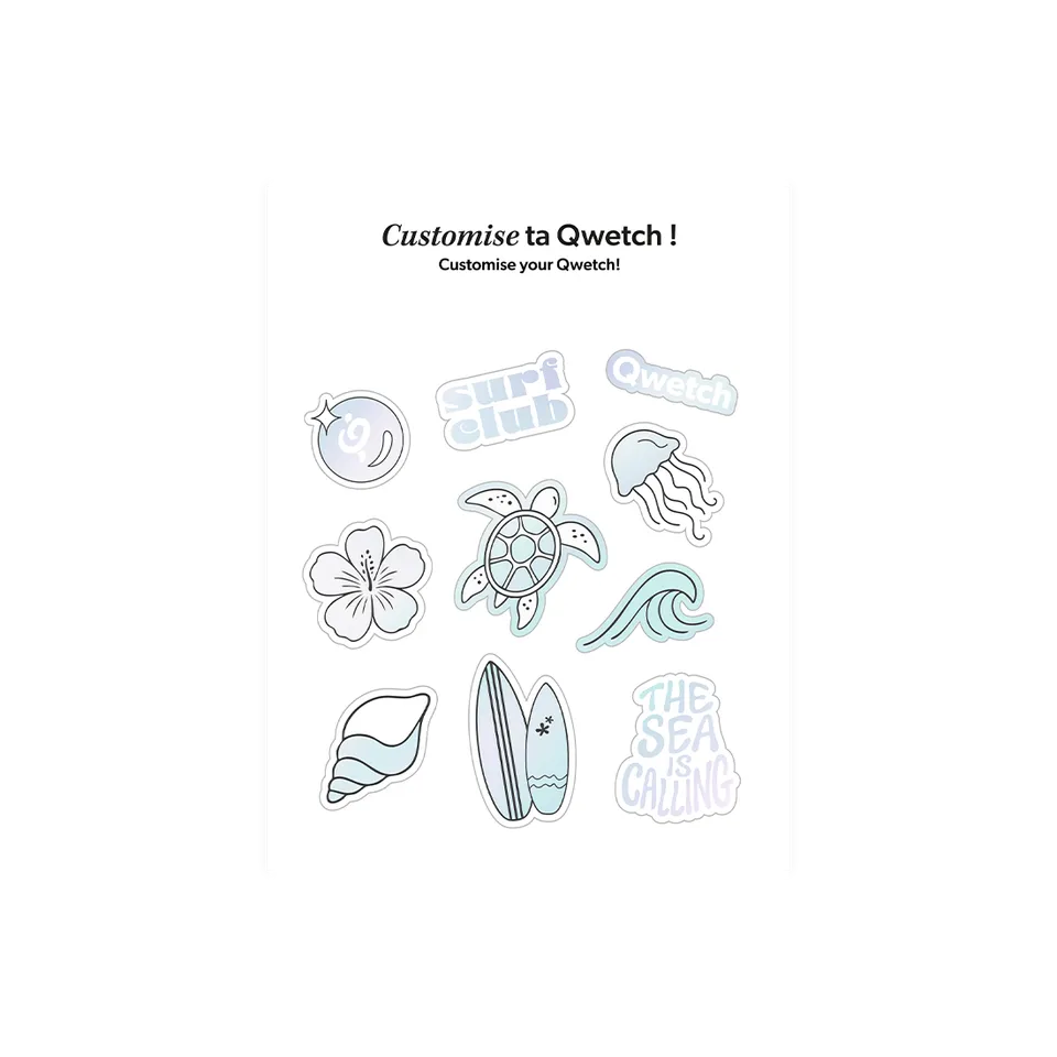 Qwetch samolepky Coquillages Pastel Bleu na láhev