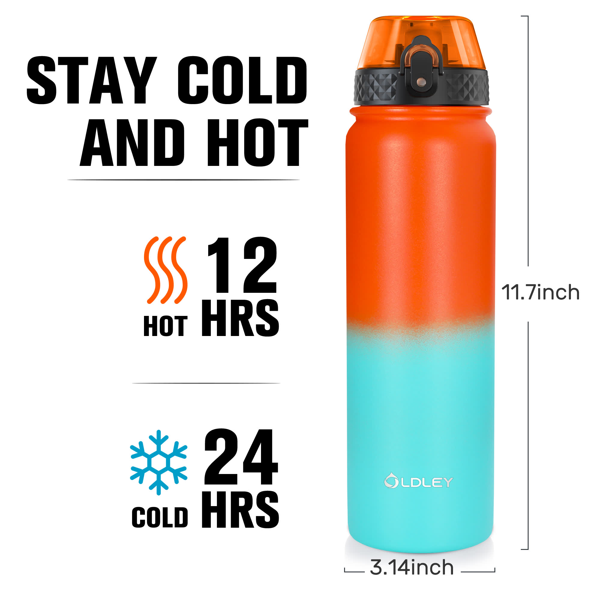 OLDLEY Outdoor 32oz velká láhev oranžová 3 víčka