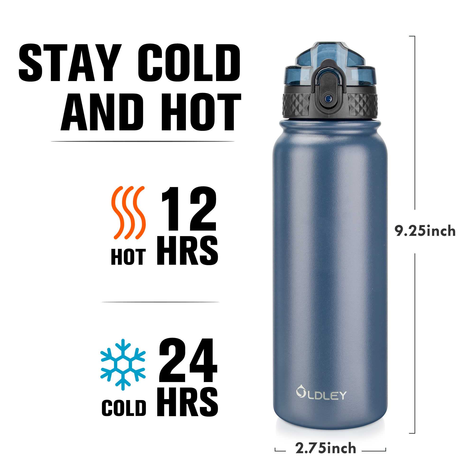 OLDLEY termoláhev 600 ml námořní modrá se 3 víčky