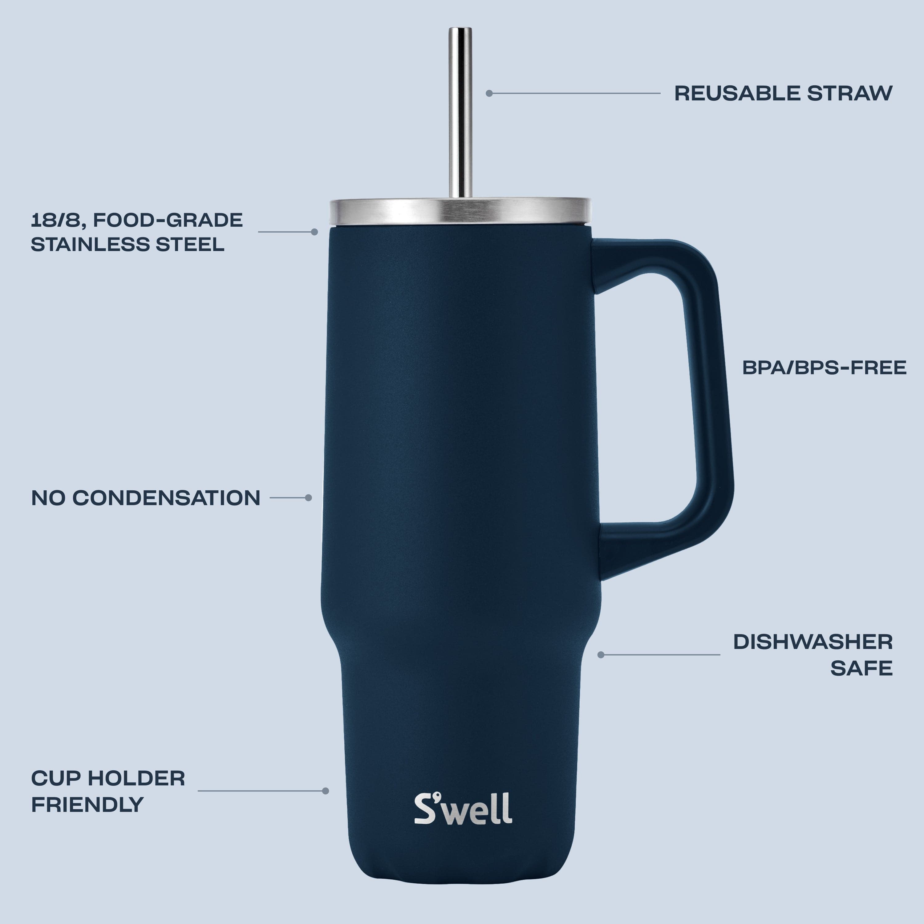 S'well Tumbler XL termohrnek 887 ml Azurite chlad 36 hodin