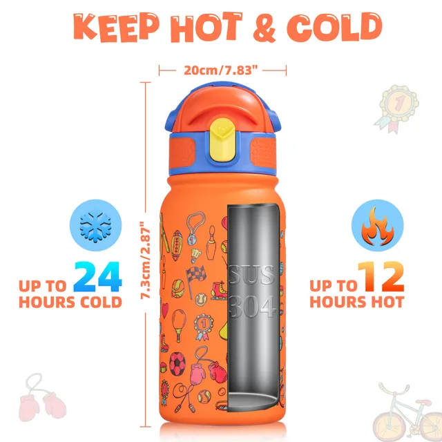 OLDLEY 12oz Kids Bottle termolahev Orange Space 350 ml nerez