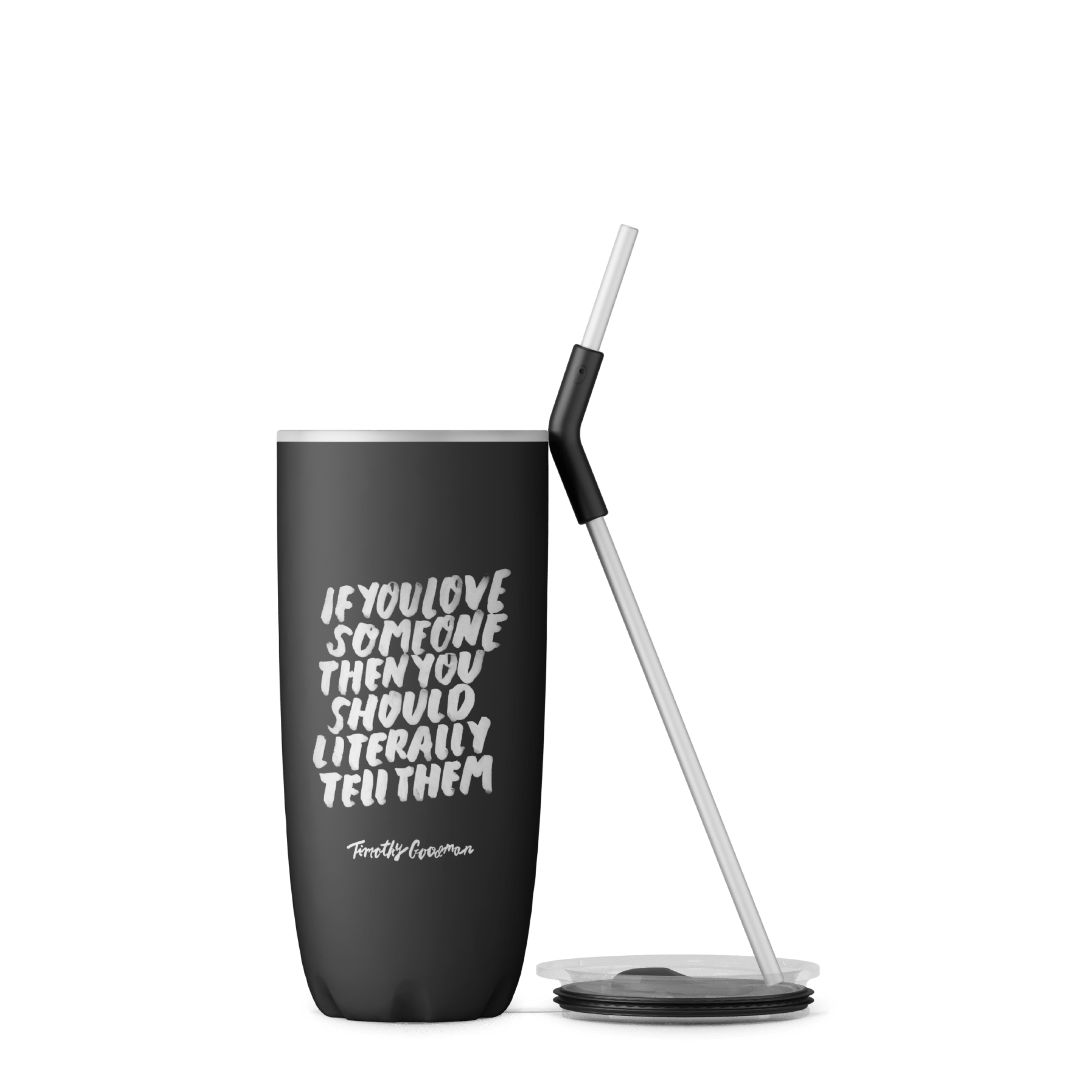S'well Timothy Goodman tumbler s brčkem TG White 710 ml nerez
