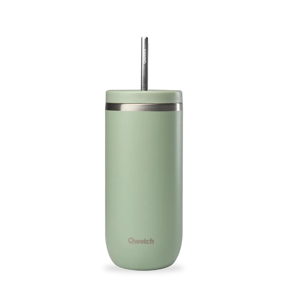 Qwetch Cold Cup termohrnek 600 ml zelený lipový s brčkem
