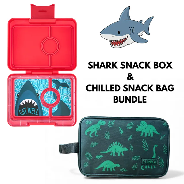 Yumbox Snack Wow Shark svačinový box 3 přihrádky + taška Dino