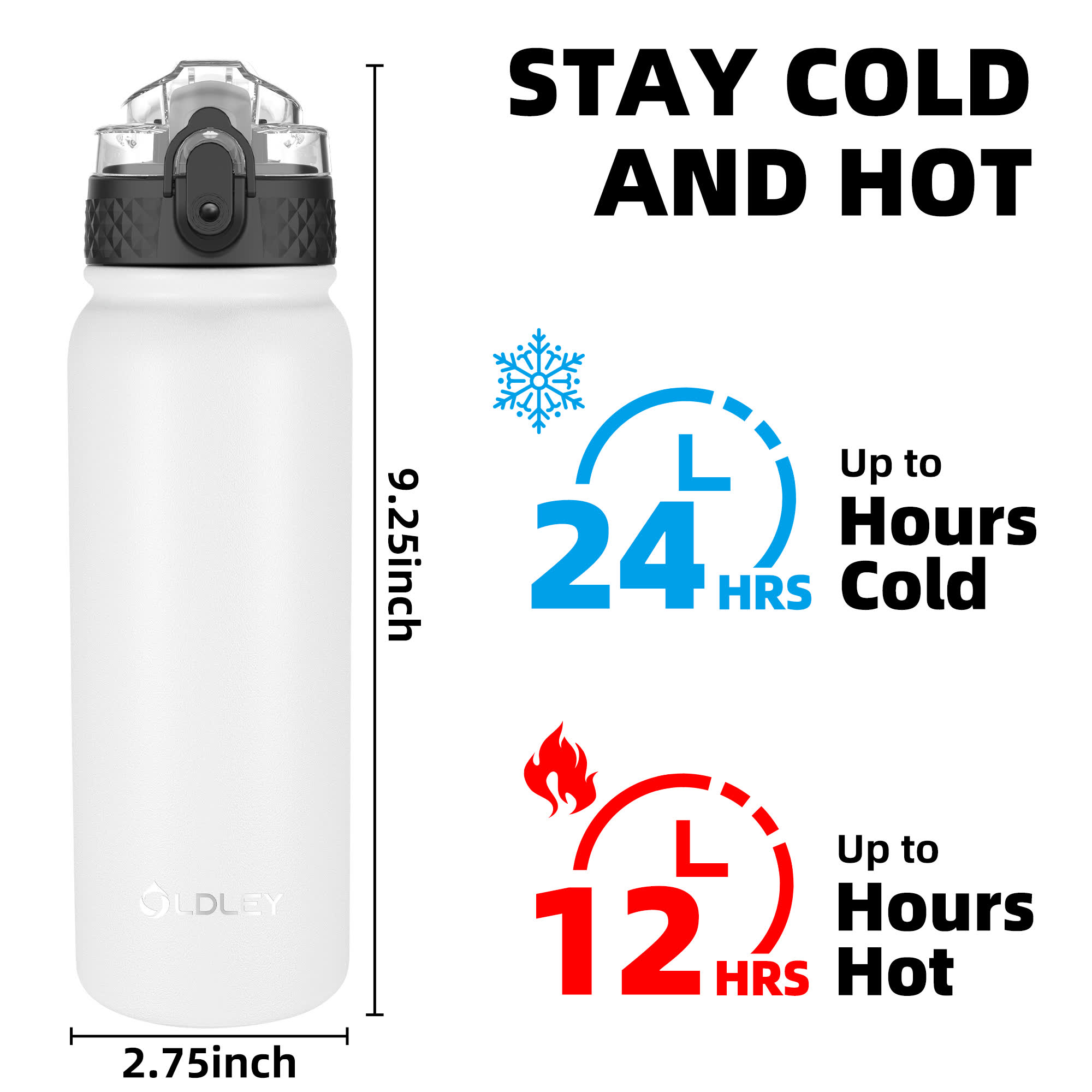 OLDLEY Triple Lid termoska 591 ml bílá se 3 víčky