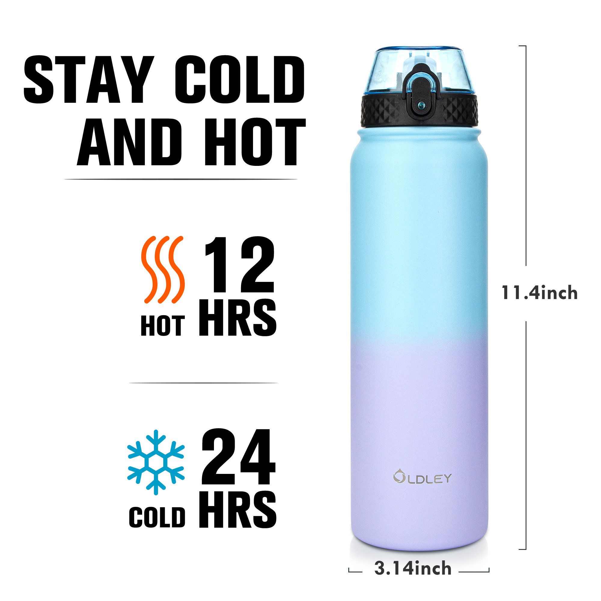 Oldley 32oz termoláhev 1000 ml růžovo-modrá nerez
