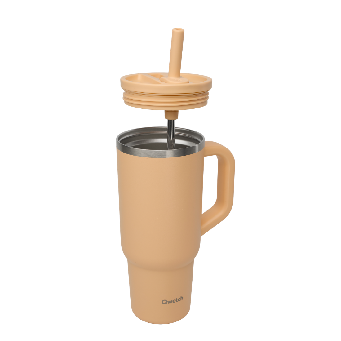 Qwetch Pastel Abricot termohrnek 900 ml s brčkem