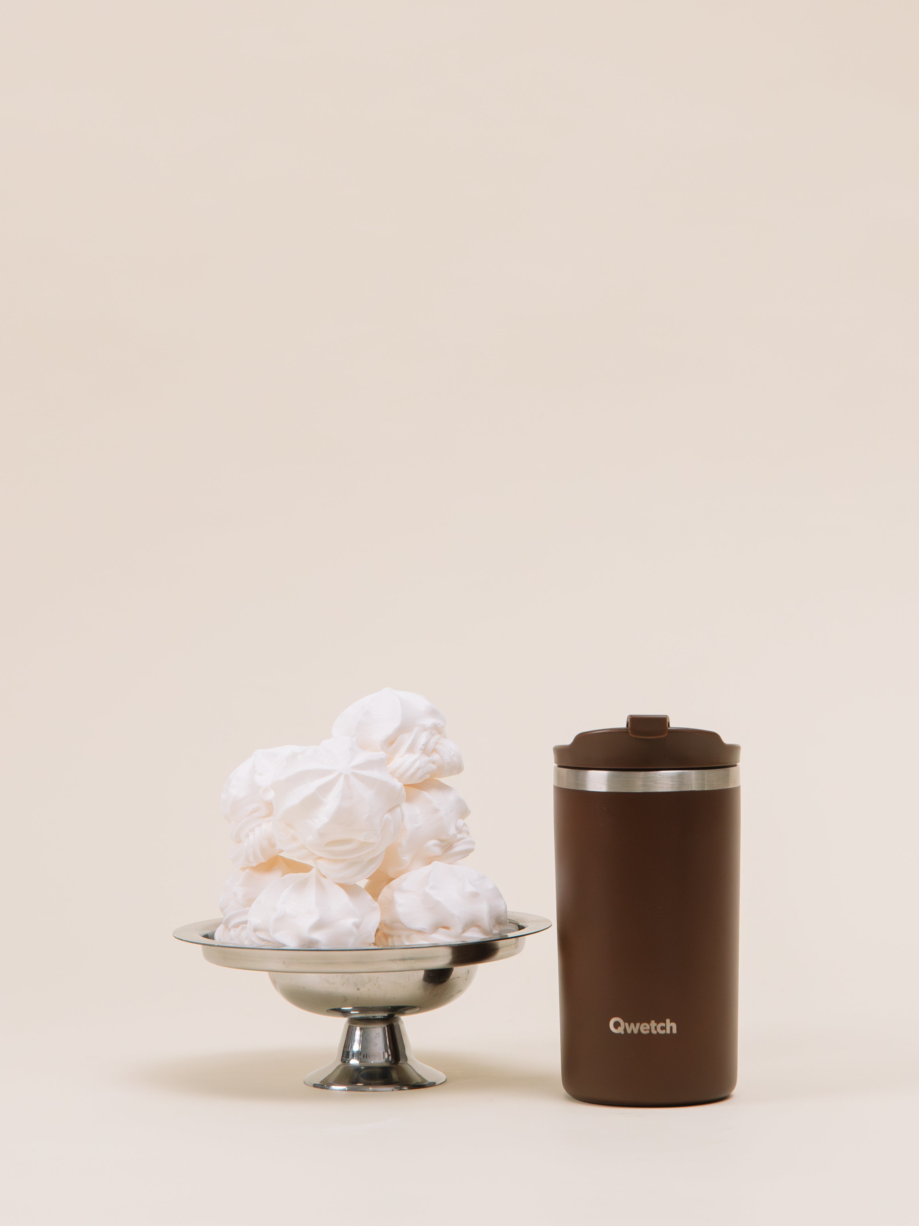 Qwetch Travel Mug termohrnek matt chocolat 350 ml nerez