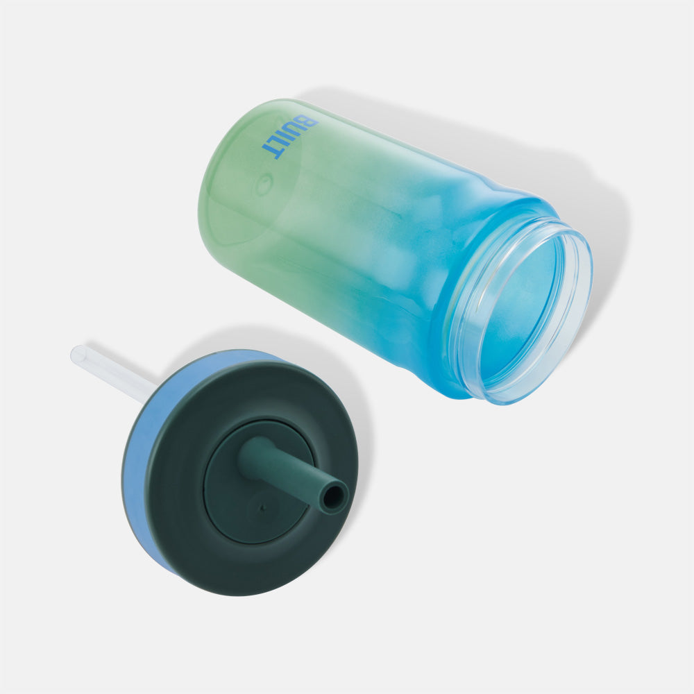 BUILT Bedford Straw hrnek 16oz Sea Glass s brčkem