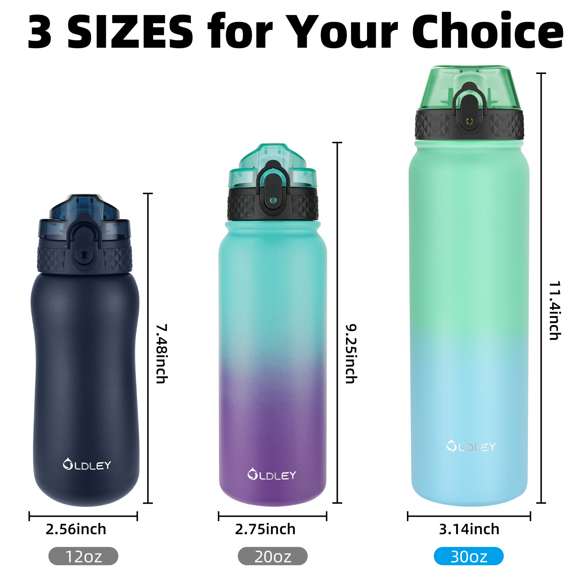 Oldley 32oz termolahev Leaf Green Blue 950 ml gradient
