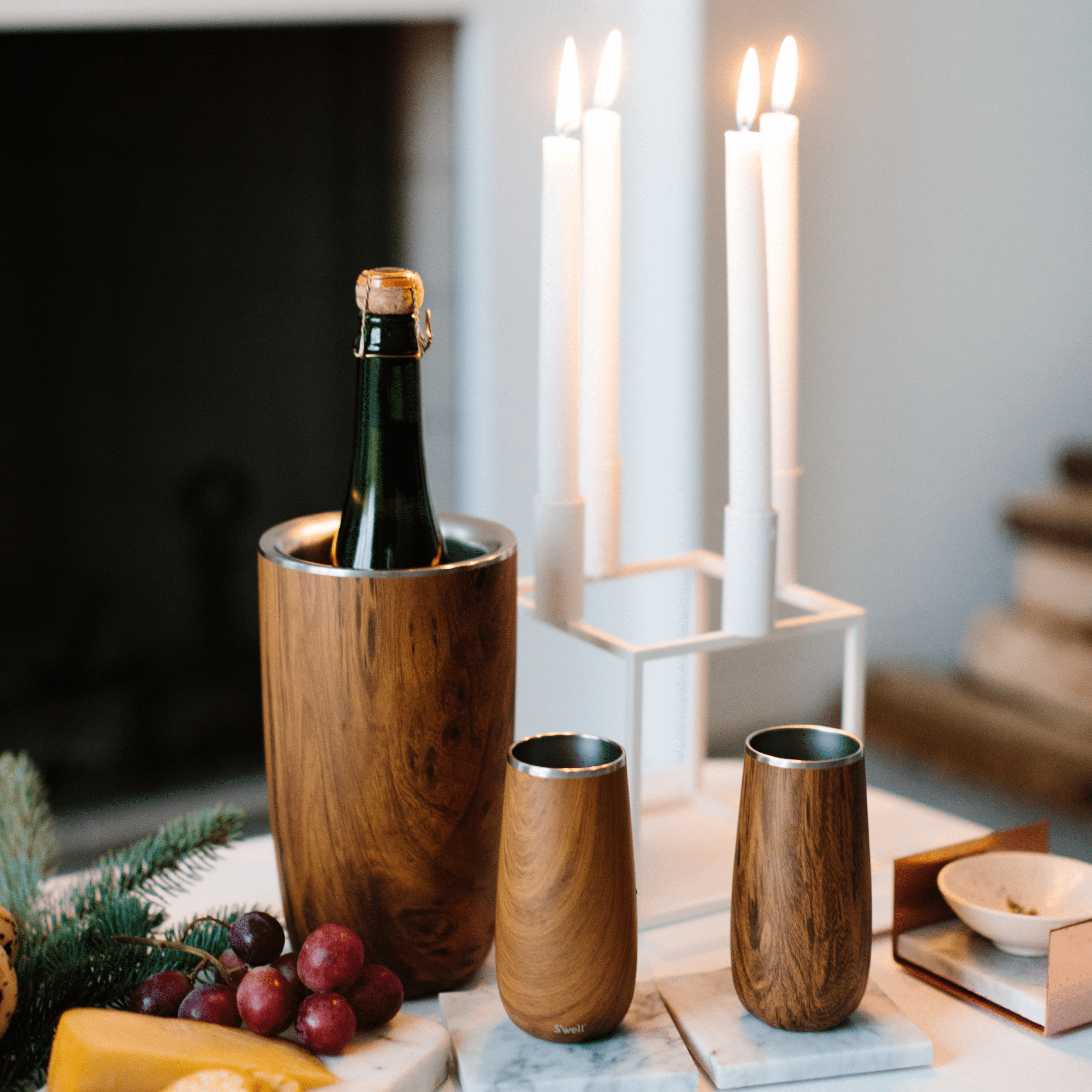 S'well Wine Chiller termoobal Teakwood na víno