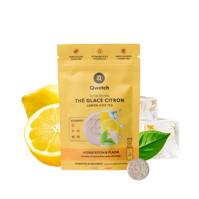 Qwetch Solid Drinks tablety do vody ledový čaj citron 12 ks vitamin