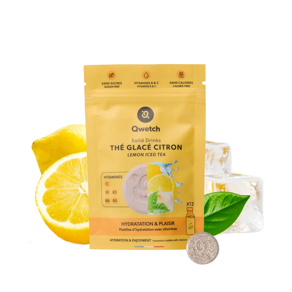 Qwetch Solid Drinks tablety do vody ledový čaj citron 12 ks vitamin