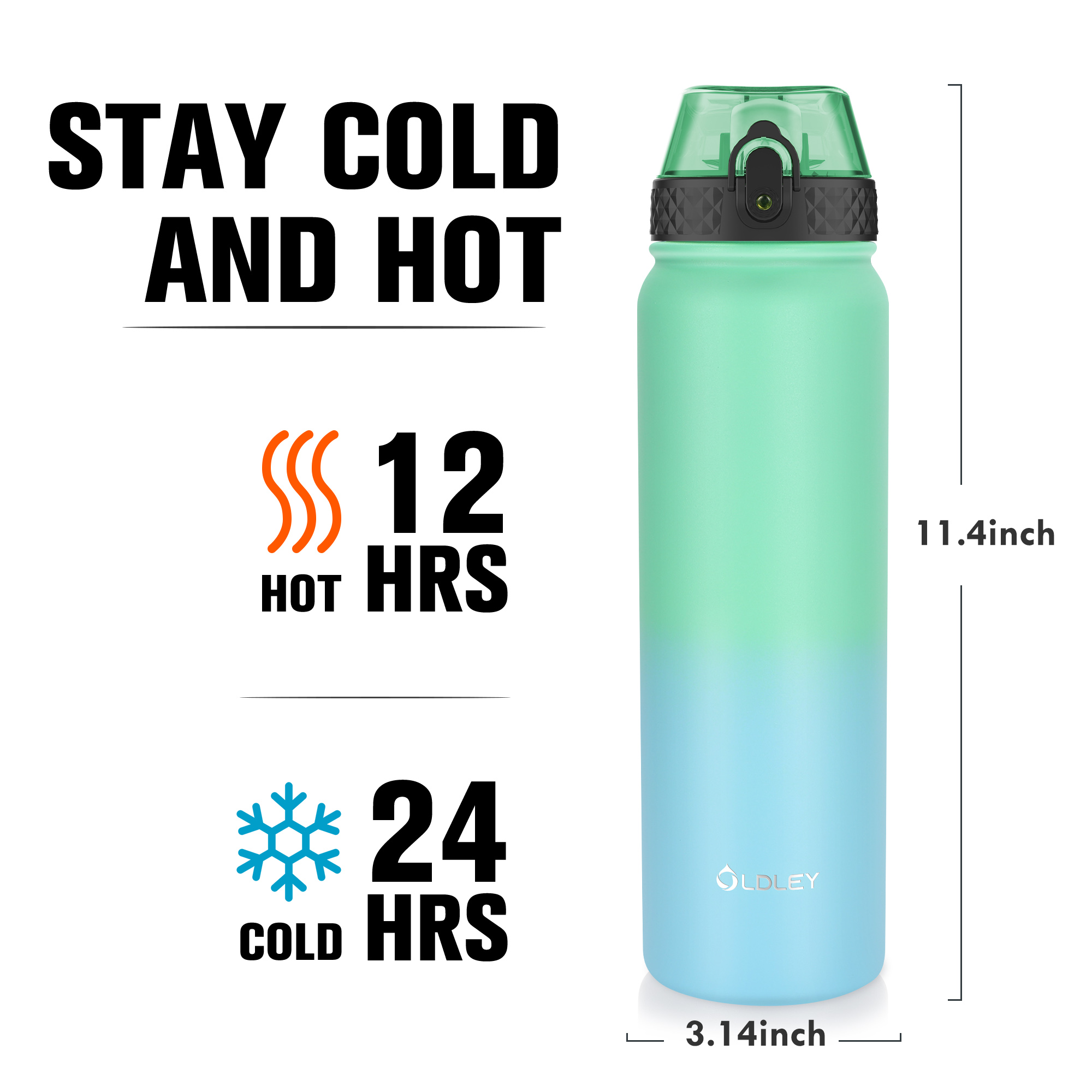 Oldley 32oz termolahev Leaf Green Blue 950 ml gradient