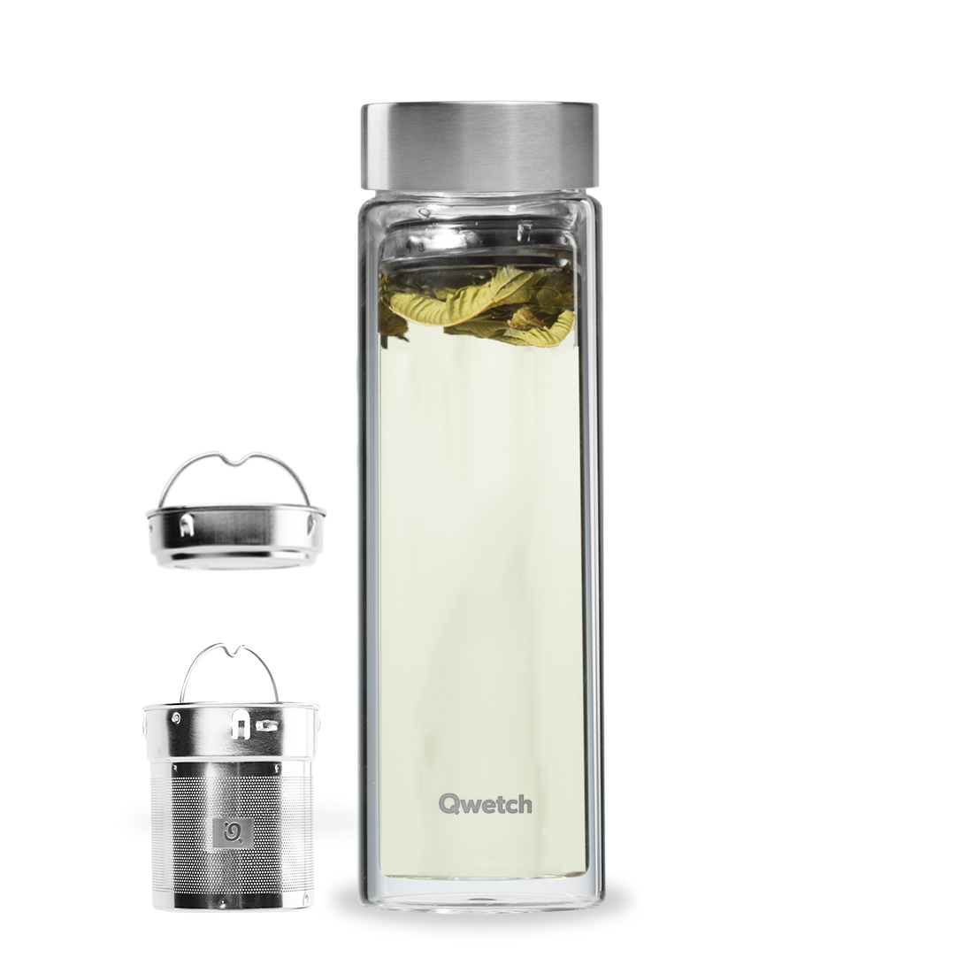 Qwetch Théière Verre Inox skleněná konvice 320 ml se sítkem