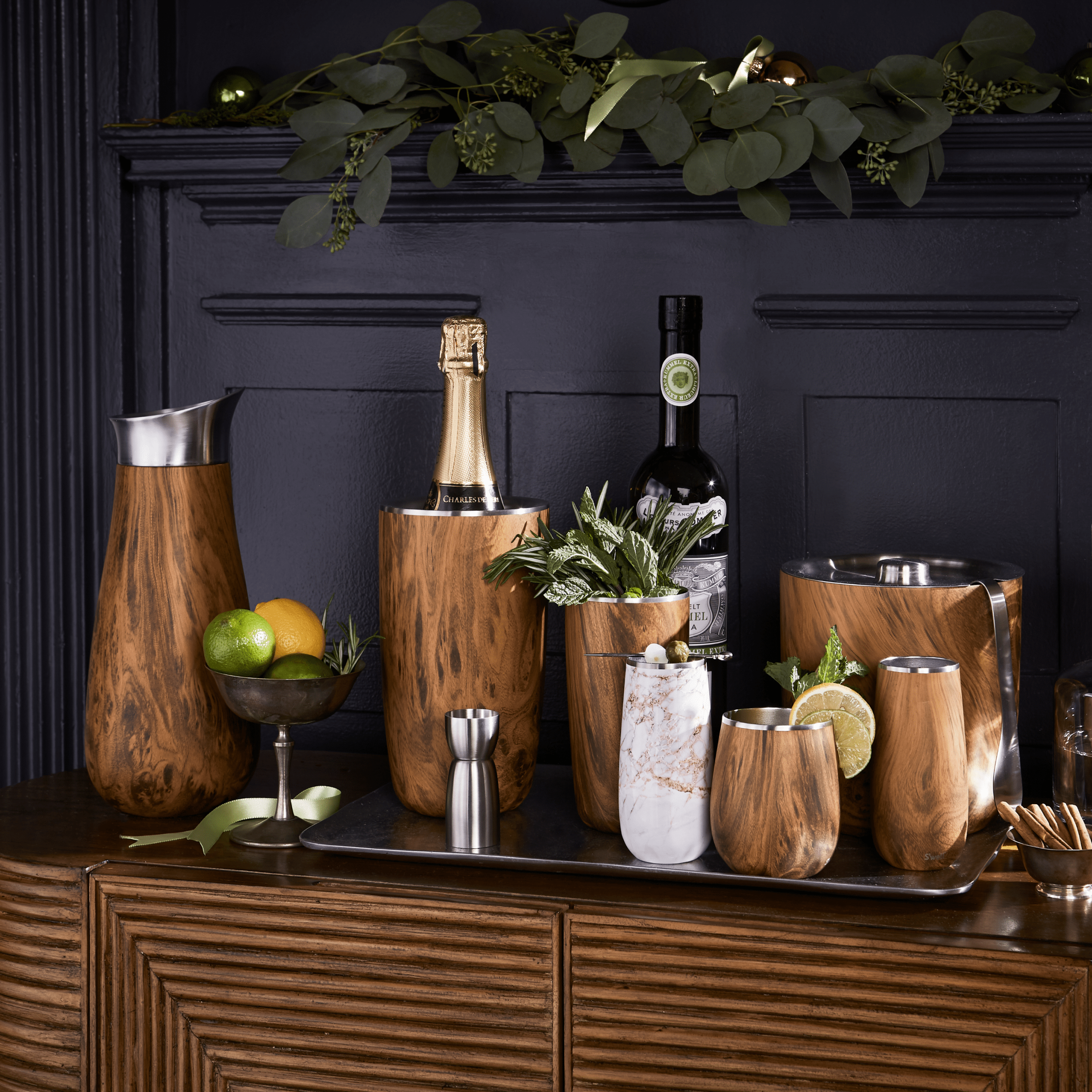 S'well Wine Chiller termoobal Teakwood na víno