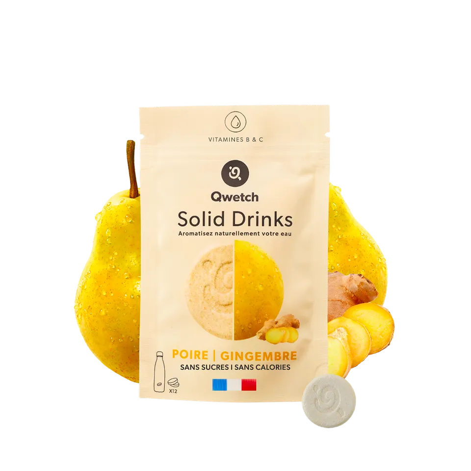 Qwetch Solid Drinks Hruška Zázvor tablety do vody 12 ks bez cukru