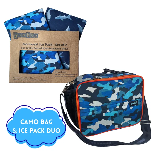 Yumbox Camo Duo svačinová taška s vložkami shark camo