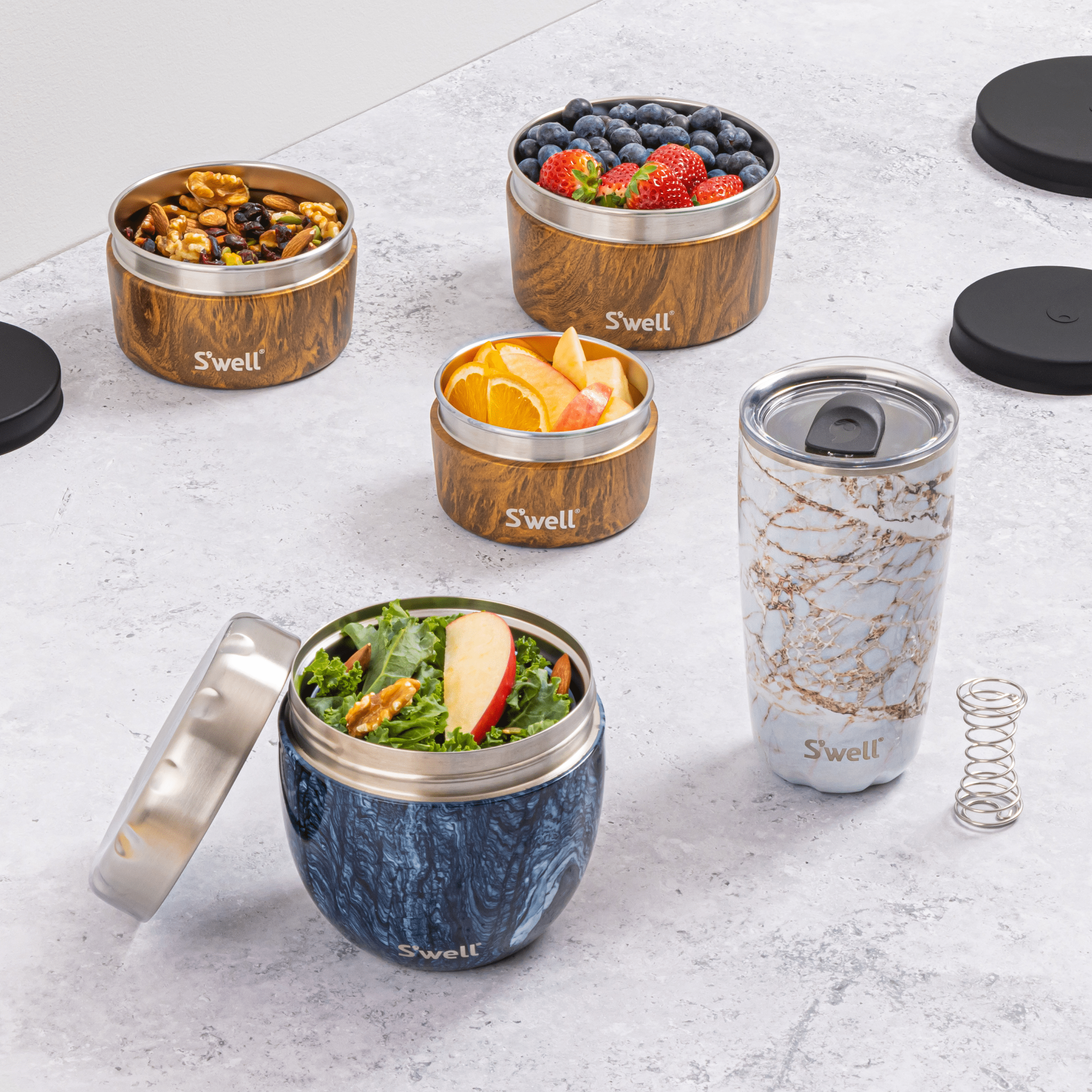 S'well Food Canister Set dózy 3 ks Onyx s víčkem